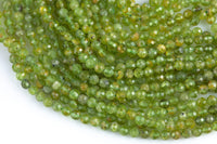 Natural Beautiful TINY 3-4mm SHARP CUT Peridot semi-round / roundel Gemstone Beads