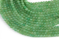 Natural Green Aventurine Beads, High Quality Diamond cut in Faceted Round- 4mm- in Full 15.5 Inch strand Gemstone Beads