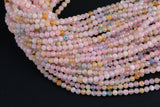 Natural Morganite Beryl Beads Full Strands-15.5 inches- 2mm 3mm- Nice Size Hole- Diamond Cutting -Nice and Sparkly-Faceted Round