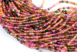 Natural Tourmaline Beads Full Strands-15.5 inches-2mm- Nice Size Hole- Diamond Cutting, High Facets- Nice and Sparkly- Faceted Round