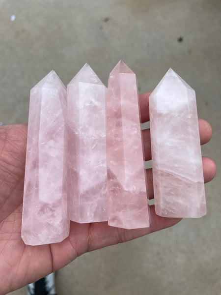Rose Quartz Towers Crystal Obelisk Natural Crystals Tower Point wand healing crystal Pink Rose Quartz Towers - Extra Thick