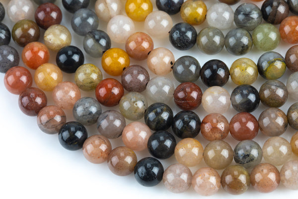 Natural Multicolor Red Brown Coffee Yellow Rutile Quartz 5mm 6mm Round Beads Tons of Sharp Rutilated Rutilited Earthy Color 15.5" Strand