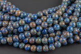 Gorgeous Blue Flower Agate, High Quality in Smooth Round- 4mm, 6mm, 8mm, 10mm, 12mm 14mm -Full Strand 15.5 inch Strand