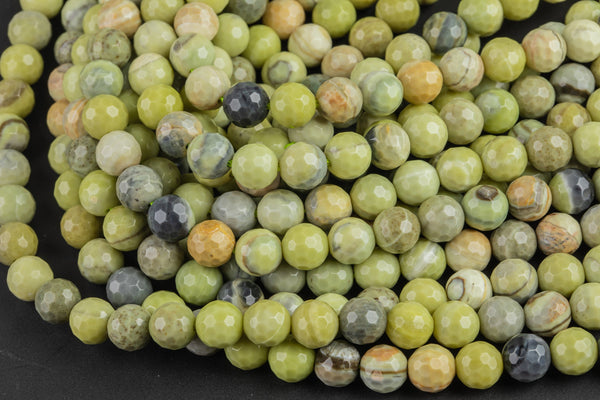 Natural Lemon Jasper Faceted round sizes, 4mm, 6mm, 8mm, 10mm, 12mm - In Full 15.5 inch Strand Gemstone Beads