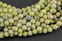 Natural Lemon Jasper round sizes, 4mm, 6mm, 8mm, 10mm, 12mm - In Full 15.5 inch Strand Smooth Gemstone Beads