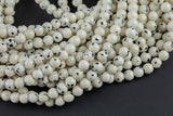 Spotted White Jasper Round, 4mm, 6mm, 8mm, 10mm, 12mm- Full 15.5 Inch Strand- Wholesale Pricing AAA Quality Smooth