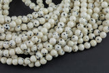 Spotted White Jasper Round, 4mm, 6mm, 8mm, 10mm, 12mm- Full 15.5 Inch Strand- Wholesale Pricing AAA Quality Smooth