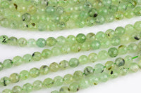 Natural Dark Prehnite Beads Grade AAA Faceted Round, 6mm, 8mm, 10mm- Full 15.5 Inch Strand AAA Quality Gemstone Beads