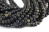Natural Golden Obsidian Smooth Beads 4mm 6mm 8mm 10mm AAA High Quality 15.5" Strand Gemstone Beads