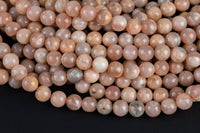 Natural Light Pink Moonstone Sunstone Pink Moon stone Beads High Quality in Round- 4mm, 6mm, 8mm, 10mm, 12mm- 15.5 - 16" Smooth