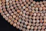 Natural Light Pink Moonstone Sunstone Pink Moon stone Beads High Quality in Round- 4mm, 6mm, 8mm, 10mm, 12mm- 15.5 - 16" Smooth