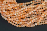 Natural Sunstone Full Strands-15.5 inches-4mm 5mm- Nice Size Hole- Diamond Cutting,High Facets-Nice and Sparkly-Faceted Round Gemstone Beads