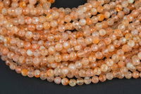 Natural Sunstone Full Strands-15.5 inches-4mm 5mm- Nice Size Hole- Diamond Cutting,High Facets-Nice and Sparkly-Faceted Round Gemstone Beads