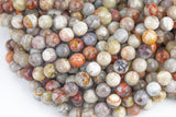 Natural Mexican Crazy Laced Agate Faceted Round 4mm, 6mm, 8mm, 10mm, 12mm, 14mm -Full Strand 15.5 inch Strand Gemstone Beads