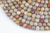 Natural Mexican Crazy Laced Agate Round 4mm, 6mm, 8mm, 10mm, 12mm, 14mm -Full Strand 15.5 inch Strand Smooth Gemstone Beads