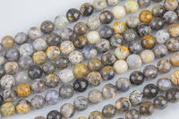 Natural Dendritic Opal Beads Faceted round sizes, 4mm, 6mm, 8mm, 10mm, 12mm - In Full 15.5 inch Strand AAA Quality Gemstone Beads