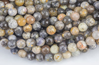 Natural Dendritic Opal Beads Faceted round sizes, 4mm, 6mm, 8mm, 10mm, 12mm - In Full 15.5 inch Strand AAA Quality Gemstone Beads