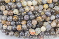 Natural Dendritic Opal Beads Faceted round sizes, 4mm, 6mm, 8mm, 10mm, 12mm - In Full 15.5 inch Strand AAA Quality Gemstone Beads