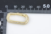 1 pc 13x27mm Oval Gold Micro Pave Spring Buckle Metal Snap Clasp Spring gate ring, Trigger Round Ring, Push Snap Hook for Jewelry Supply