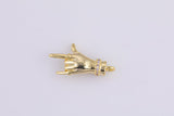 2 pcs 18 kt Gold Rock On Rocker- Rock and Roll Hand Symbol - 14x25mm