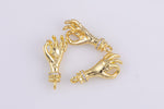 2 pcs 18 kt Gold Plated OK Okay Hand Symbol - 10x20mm