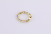 1 pc 13x17mm Oval Round Gold Micro Pave Spring Buckle Metal Snap Clasp Spring gate ring, Trigger Round Ring, Snap Clasp