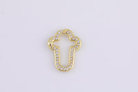 1 pc 15x19mm Cross Gold Micro Pave Spring Buckle Metal Snap Clasp Spring gate ring, Trigger Round Ring, Snap Clasp