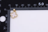 1pc 18K Gold Mini Mother of pearl Clover Flower CZ Tag Bracelet Charm Gift for Jewelry Making-12mm