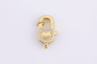 1 pc- 14k Gold Fill Lobster claw clasp for Bracelet Necklace Buckle Micro paved ,CZ Cubic Clasp Fastener- 10x20mm