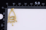 2 pcs Evil Eye Gold Opal Talisman Charm Necklace, 14k Gold Teardrop Pendant Lucky Medallion Pendant for Necklace- 15x29mm
