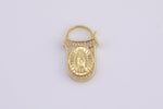 14k Gold Clasp clicker Lock Clasp, 14x23mm, Catholic Theme, Bracelet Necklace Clicker Connector