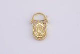 14k Gold Clasp clicker Lock Clasp, 14x23mm, Catholic Theme, Bracelet Necklace Clicker Connector