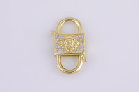 1 pc 14k Gold Clasp clicker Lion Clasp, 16x27mm, Flower Clover double Clicker ends, Bracelet Necklace Clicker Connector