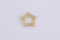 1 pc 16mm Star Gold Micro Pave Spring Buckle Metal Snap Clasp Spring gate ring, Trigger Round Ring, Snap Clasp