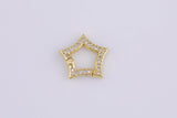 1 pc 16mm Star Gold Micro Pave Spring Buckle Metal Snap Clasp Spring gate ring, Trigger Round Ring, Snap Clasp