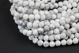 Natural White Howlite Beads Matte White Howlite 4mm 6mm 8mm 10mm 12mm - Wholesale Bulk Pricing- Full 15.5 Inch AAA Quality AAA Quality