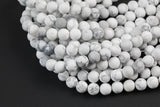 Natural White Howlite Beads Matte White Howlite 4mm 6mm 8mm 10mm 12mm - Wholesale Bulk Pricing- Full 15.5 Inch AAA Quality AAA Quality