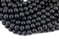 Natural Real Matte Jet Beads 6mm 8mm 10mm 12mm Round Beads AAA Quality Gemstones 16" Strand AAA Quality Gemstone Beads