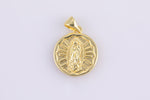 2pc 18k Gold Medallion Holy Virgin Mary Mother of Jesus God Catholic Church DIY Necklace Coin Charm Bead Bails-16mm