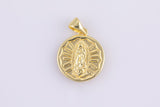 2pc 18k Gold Medallion Holy Virgin Mary Mother of Jesus God Catholic Church DIY Necklace Coin Charm Bead Bails-16mm