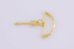 2pcs Gold CZ Cupid Arrow Pendant Micro Pave Arrow Charm Cubic Zirconia Drop Charm Pendant for Necklace Earring-9x19mm