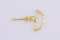 2pcs Gold CZ Cupid Arrow Pendant Micro Pave Arrow Charm Cubic Zirconia Drop Charm Pendant for Necklace Earring-9x19mm