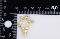 1 pc 20x32mm Star Gold Micro Pave Spring Buckle Metal Snap Clasp Spring gate ring, Trigger Round Ring, Push Snap Hook for Jewelry Fashion