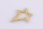 1 pc 20x32mm Star Gold Micro Pave Spring Buckle Metal Snap Clasp Spring gate ring, Trigger Round Ring, Push Snap Hook for Jewelry Fashion