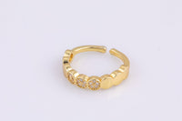 1 pc Gold Triple Coin CZ Ring, Adjustable Ring, Minimalist Cz Ring, Micro Pave Ring, Gold Open Ring, Dainty Jewelry