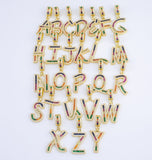 14k Gold Large Letter Charm Multi Color CZ Cubic A - Z Alphabet Letter Large Bail Charm Pendant Personalized Charm for Necklace