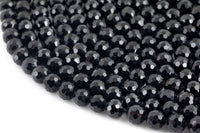 Natural Faceted Black Tourmaline A Grade High Quality in Faceted Round-Full Strand, 4mm, 6mm, 8mm, 12mm - Wholesale Beads Gemstone Beads