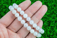 Bracelet Natural Mystic Silverite Agate Bracelets 8mm Stackable Round Natural Gemstone Crystal Bracelets - Handmade Bracelet