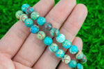 Bracelet Snakeskin Serpentine Aqua Terra Jasper Bracelets 8mm Stackable Round Natural Gemstone Crystal Bracelets - Handmade Bracelet