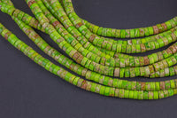 Lime Sea Sediment Jasper Heishi Discs Beads 2x4mm 3x6mm 15.5" Strand